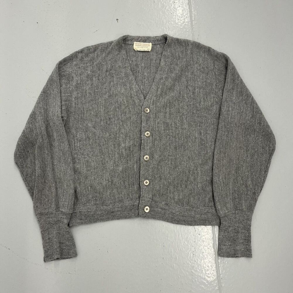 Vintage 80s Lord Jeff Grey Acrylic Boxy Cardigan
